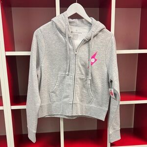 Pure Barre Gray Zip Hoodie with Pink Star Accent
